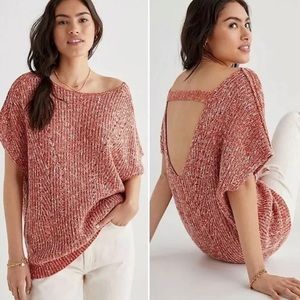 Anthropologie Pilcro Knitted Oversized Cutout Back Cotton Blend Sweater